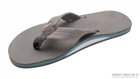Signature Series -  Women's Single Layer Premier Grey Leather Lt. Blue Midsole 1" Wide Strap