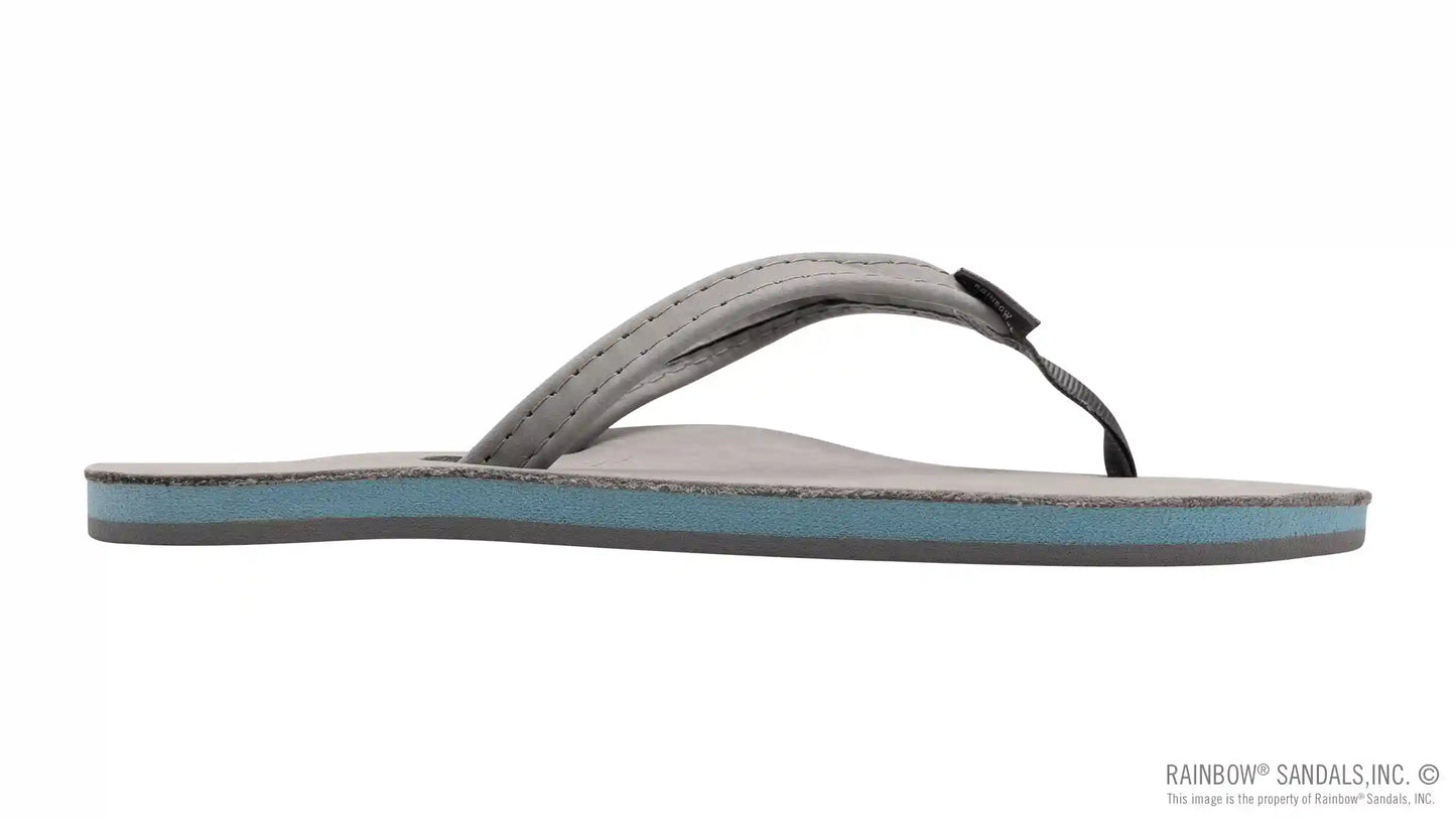 Signature Series -  Women's Single Layer Premier Grey Leather Lt. Blue Midsole 1/2" Narrow Strap