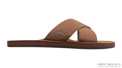 Premier Leather Top Sole Single Layer Arch Cross Strap Flat Stitch Slide