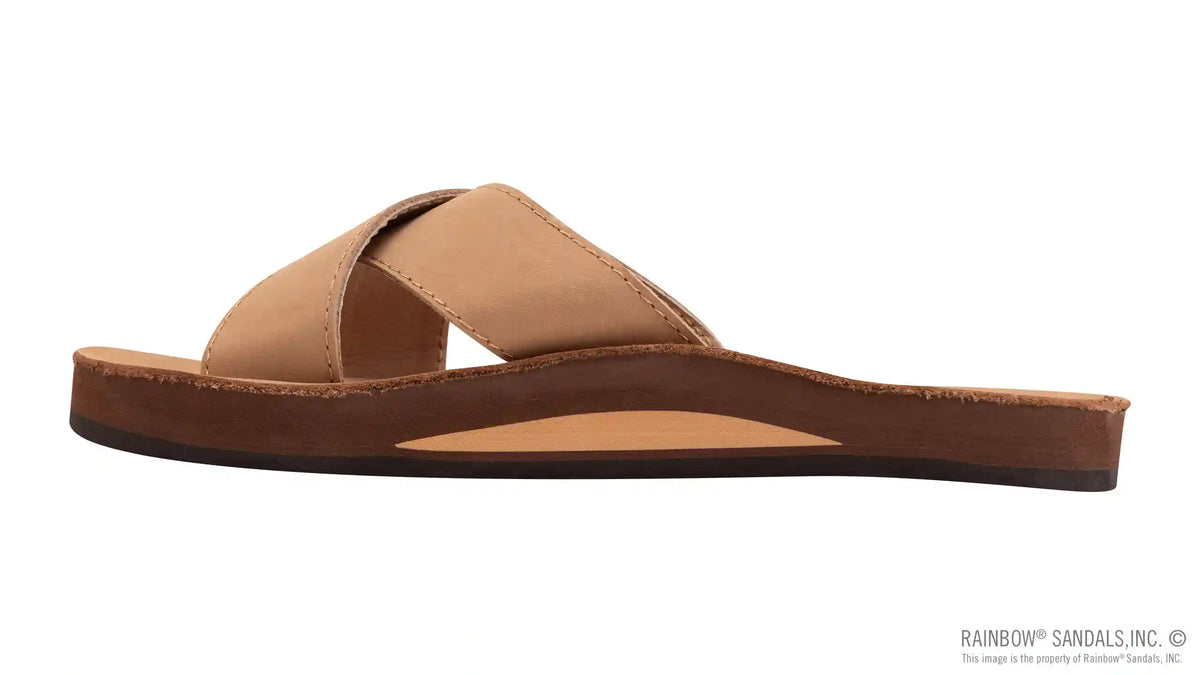 Premier Leather Single Layer Arch Cross Strap Flat Stitch