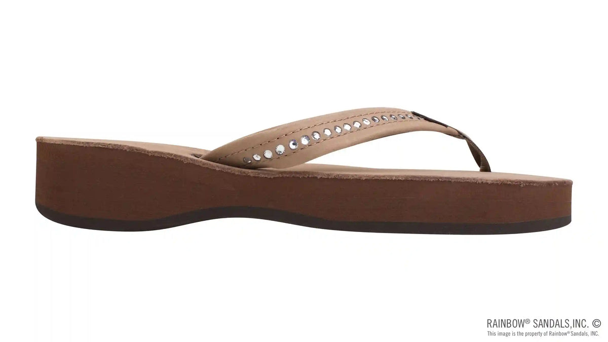 Four Layer Leather Wedge - 3/4" Strap with Crystals