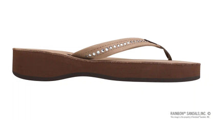 Four Layer Leather Wedge - 3/4" Strap with Crystals
