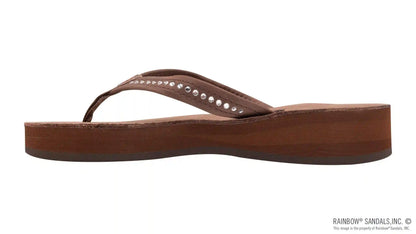 Four Layer Leather Wedge - 3/4" Strap with Crystals