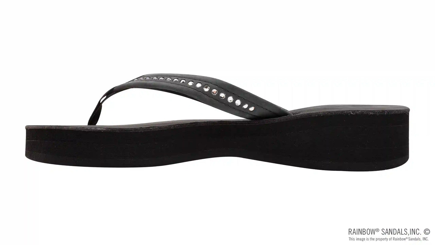 Four Layer Leather Wedge - 3/4" Strap with Crystals
