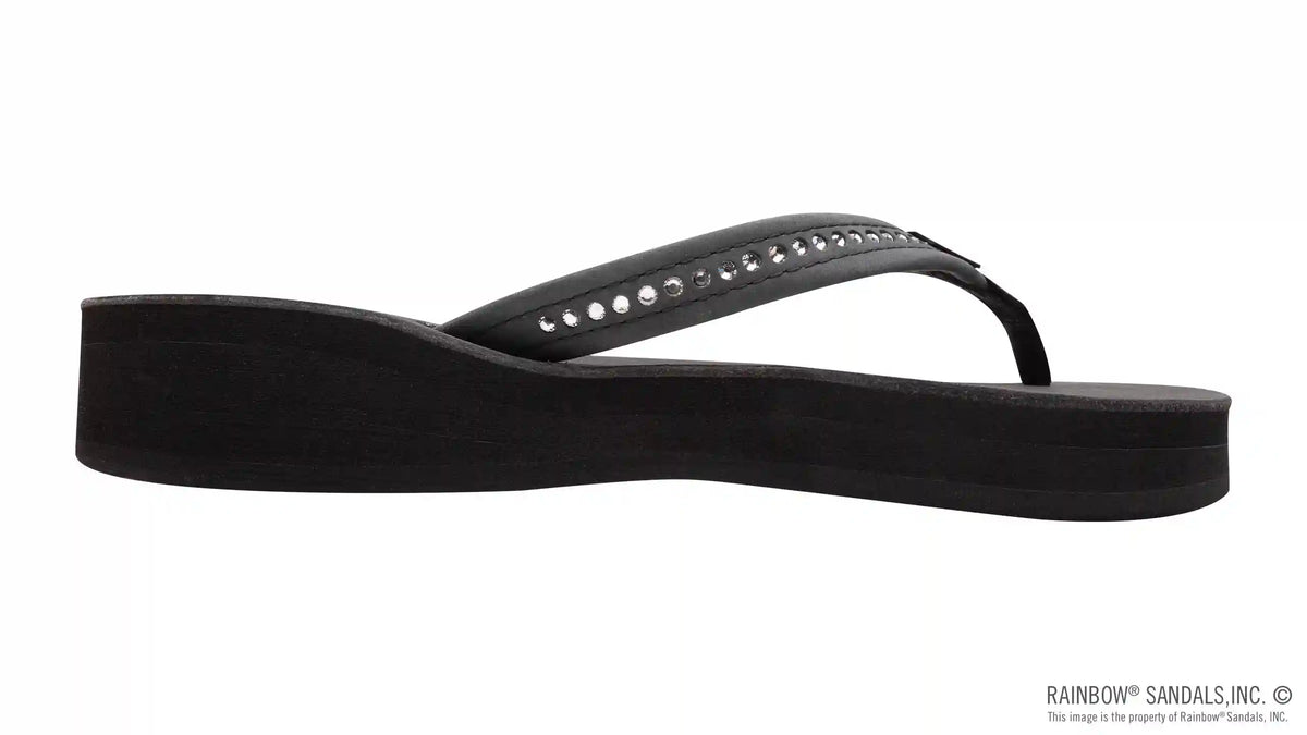 Four Layer Leather Wedge - 3/4" Strap with Crystals