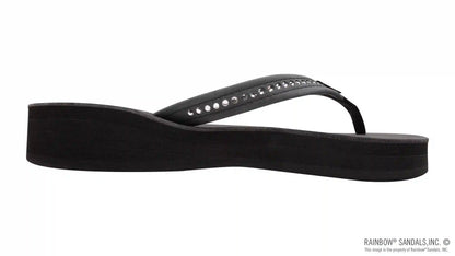 Four Layer Leather Wedge - 3/4" Strap with Crystals