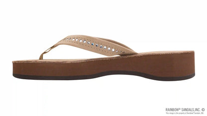 Four Layer Leather Wedge - 3/4" Strap with Crystals