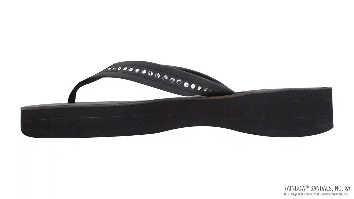Four Layer Leather Wedge - 3/4" Strap with Crystals