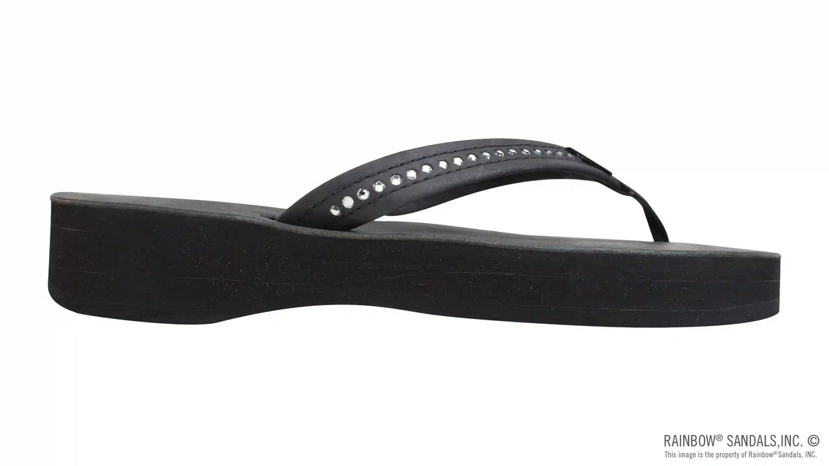Four Layer Leather Wedge - 3/4" Strap with Crystals