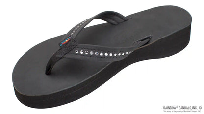 Four Layer Leather Wedge - 3/4" Strap with Crystals