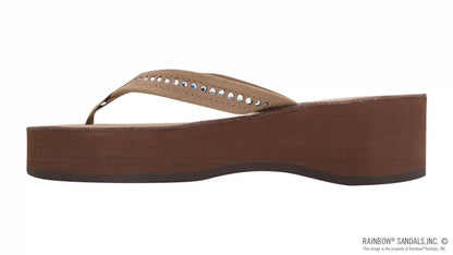 Six Layer Leather Wedge - 3/4" Strap with Crystals