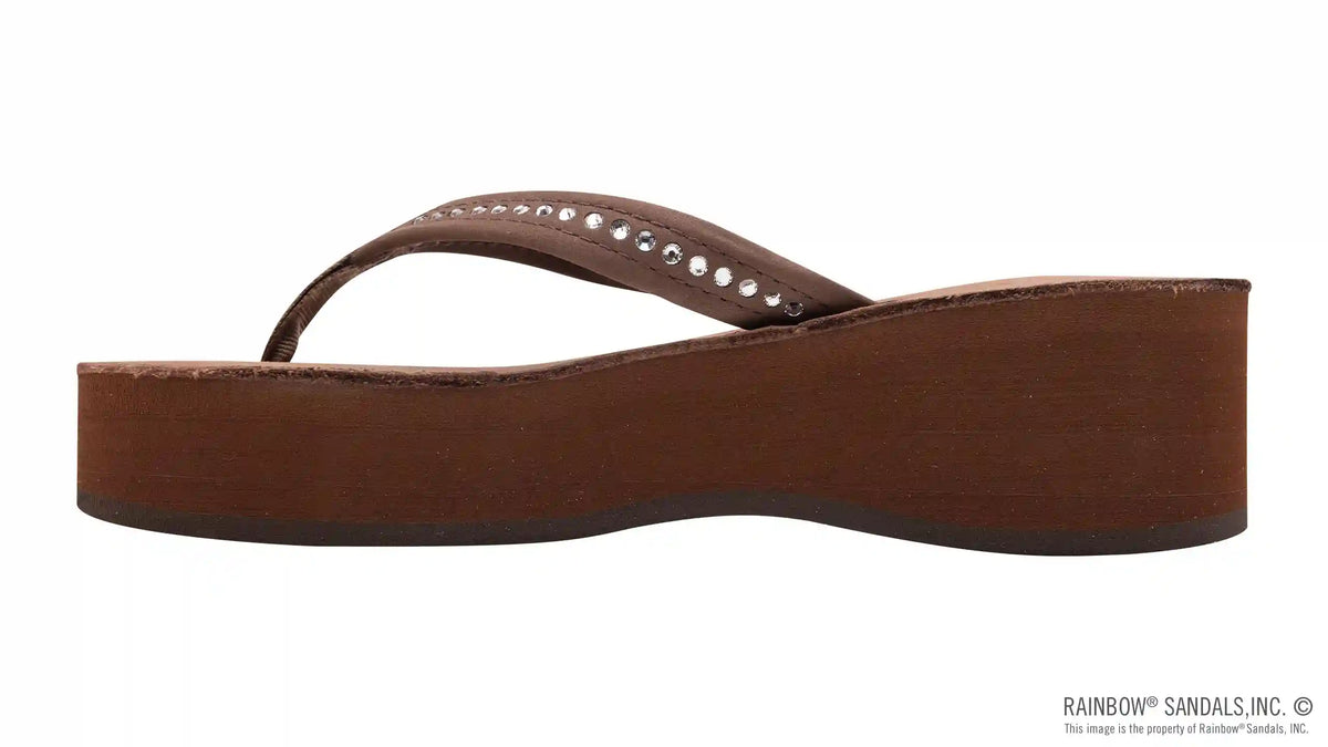 Six Layer Leather Wedge - 3/4" Strap with Crystals