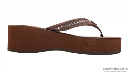Six Layer Leather Wedge - 3/4" Strap with Crystals