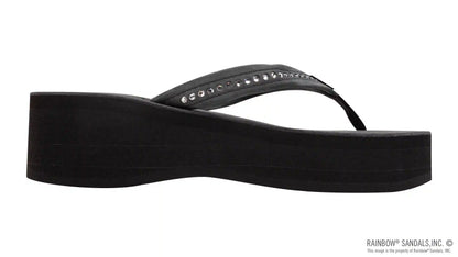 Six Layer Leather Wedge - 3/4" Strap with Crystals
