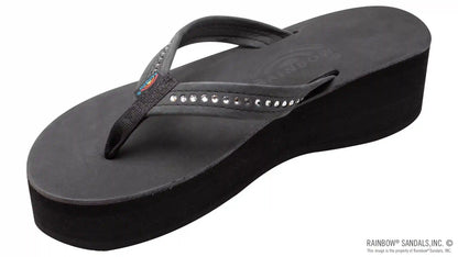 Six Layer Leather Wedge - 3/4" Strap with Crystals