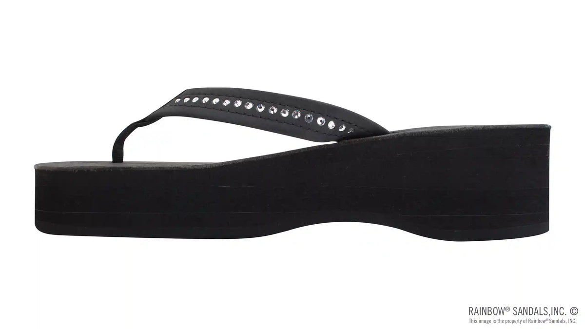 Six Layer Leather Wedge - 3/4" Strap with Crystals