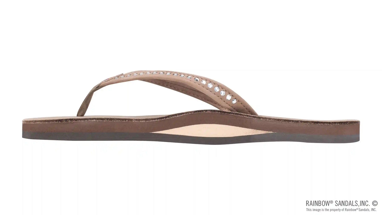 Crystal Collection - Single Layer Arch Support Leather 1/2" Narrow Strap with Crystals
