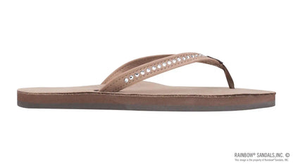 Crystal Collection - Single Layer Arch Support Leather 1/2" Narrow Strap with Crystals