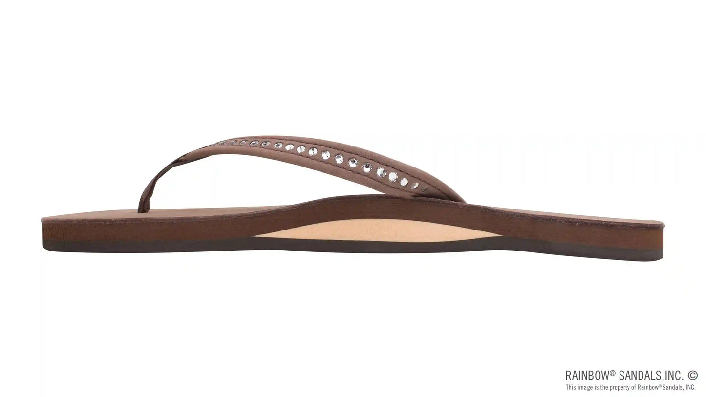 Crystal Collection - Single Layer Arch Support Leather 1/2" Narrow Strap with Crystals