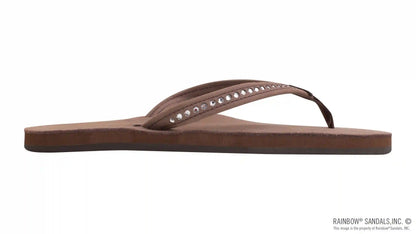 Crystal Collection - Single Layer Arch Support Leather 1/2" Narrow Strap with Crystals