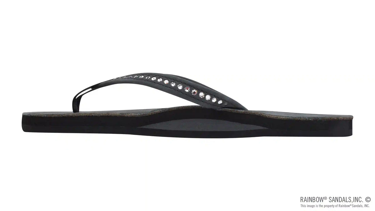 Crystal Collection - Single Layer Arch Support Leather 1/2" Narrow Strap with Crystals