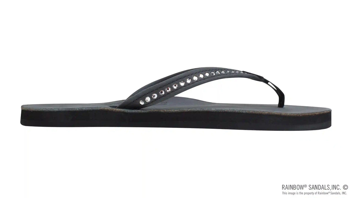 Crystal Collection - Single Layer Arch Support Leather 1/2" Narrow Strap with Crystals