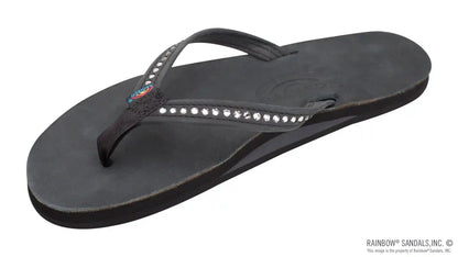 Crystal Collection - Single Layer Arch Support Leather 1/2" Narrow Strap with Crystals