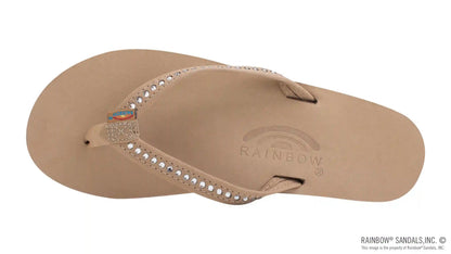 Crystal Collection - Single Layer Arch Support Leather 1/2" Narrow Strap with Crystals