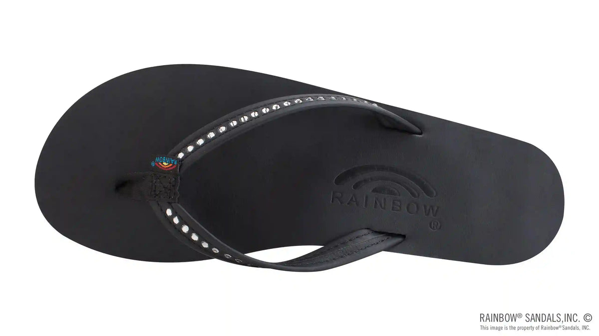 Crystal Collection - Single Layer Arch Support Leather 1/2" Narrow Strap with Crystals