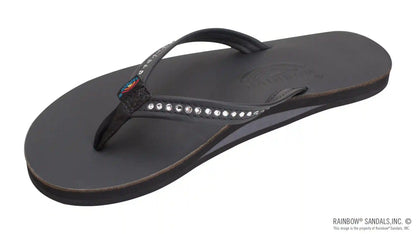 Crystal Collection - Single Layer Arch Support Leather 1/2" Narrow Strap with Crystals