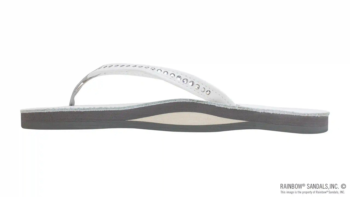 Crystal Collection - Single Layer Arch Support Leather 1/2" Narrow Strap with Crystals