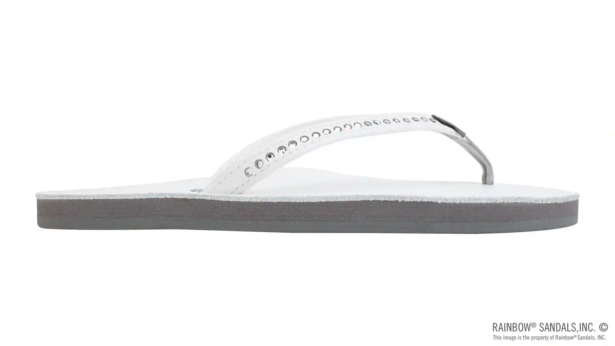 Crystal Collection - Single Layer Arch Support Leather 1/2" Narrow Strap with Crystals