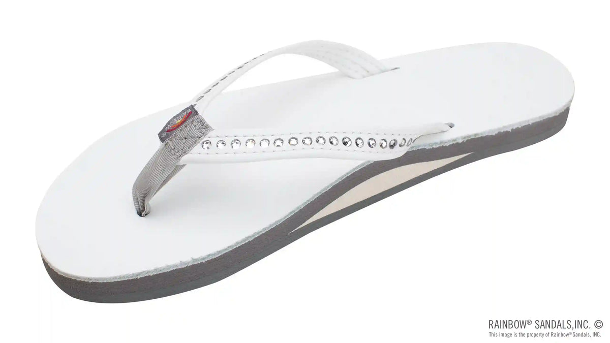 Crystal Collection - Single Layer Arch Support Leather 1/2" Narrow Strap with Crystals
