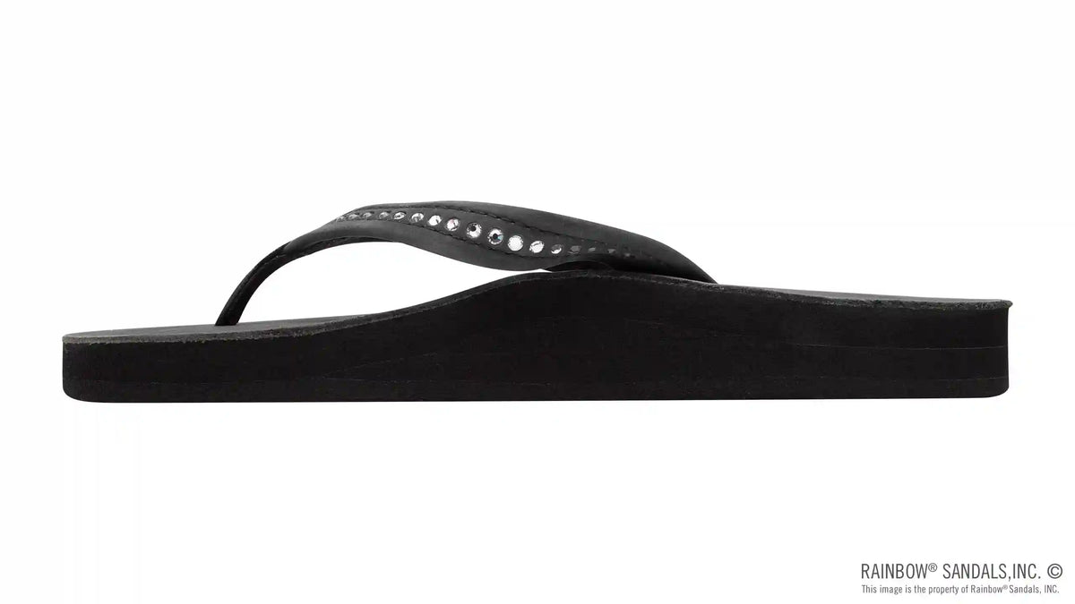 Crystal Collection - Double Layer Arch Support Leather 3/4" Medium Strap w/ Crystals