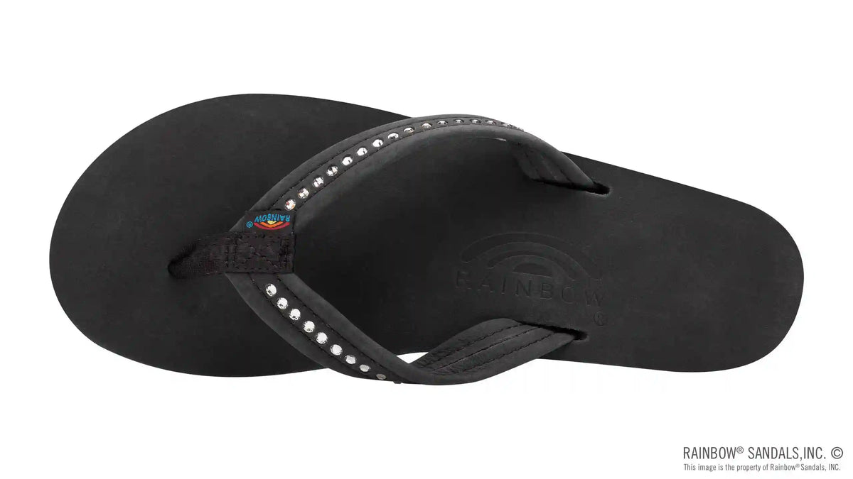 Crystal Collection - Double Layer Arch Support Leather 3/4" Medium Strap w/ Crystals