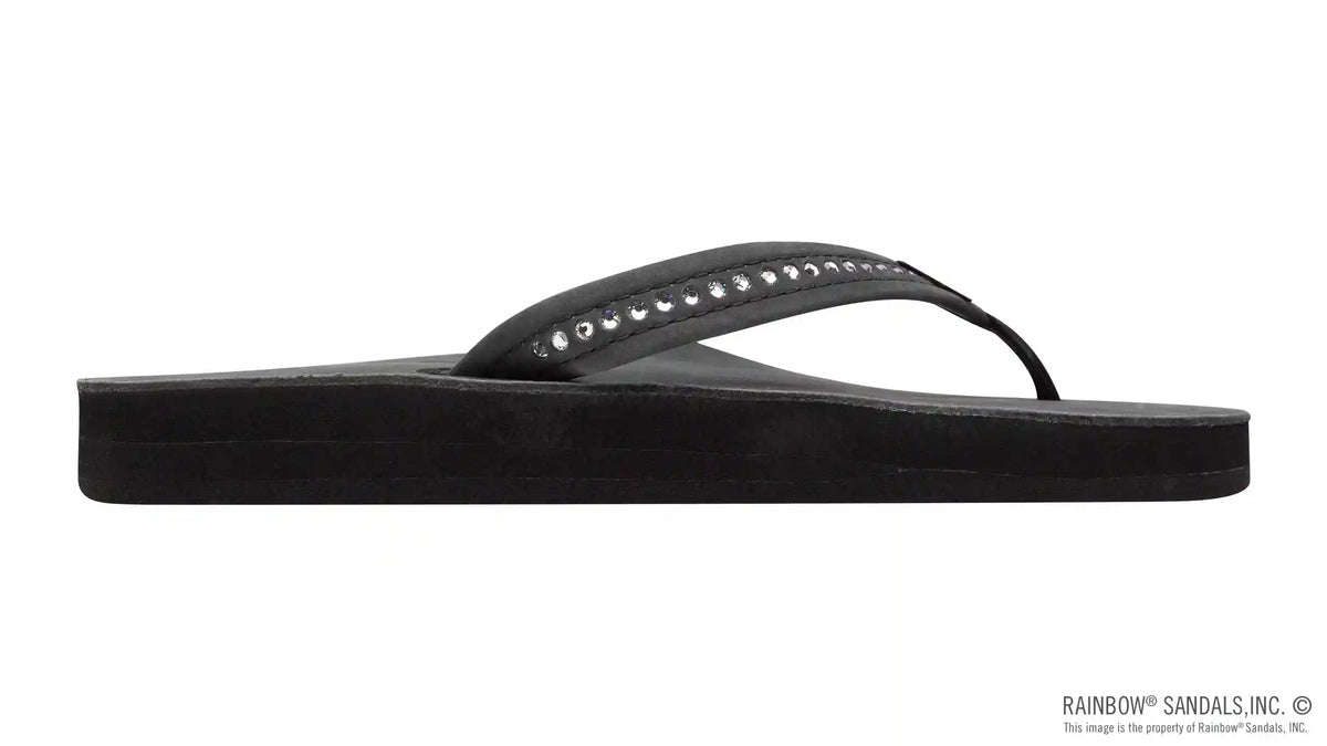 Crystal Collection - Double Layer Arch Support Leather 3/4" Medium Strap w/ Crystals