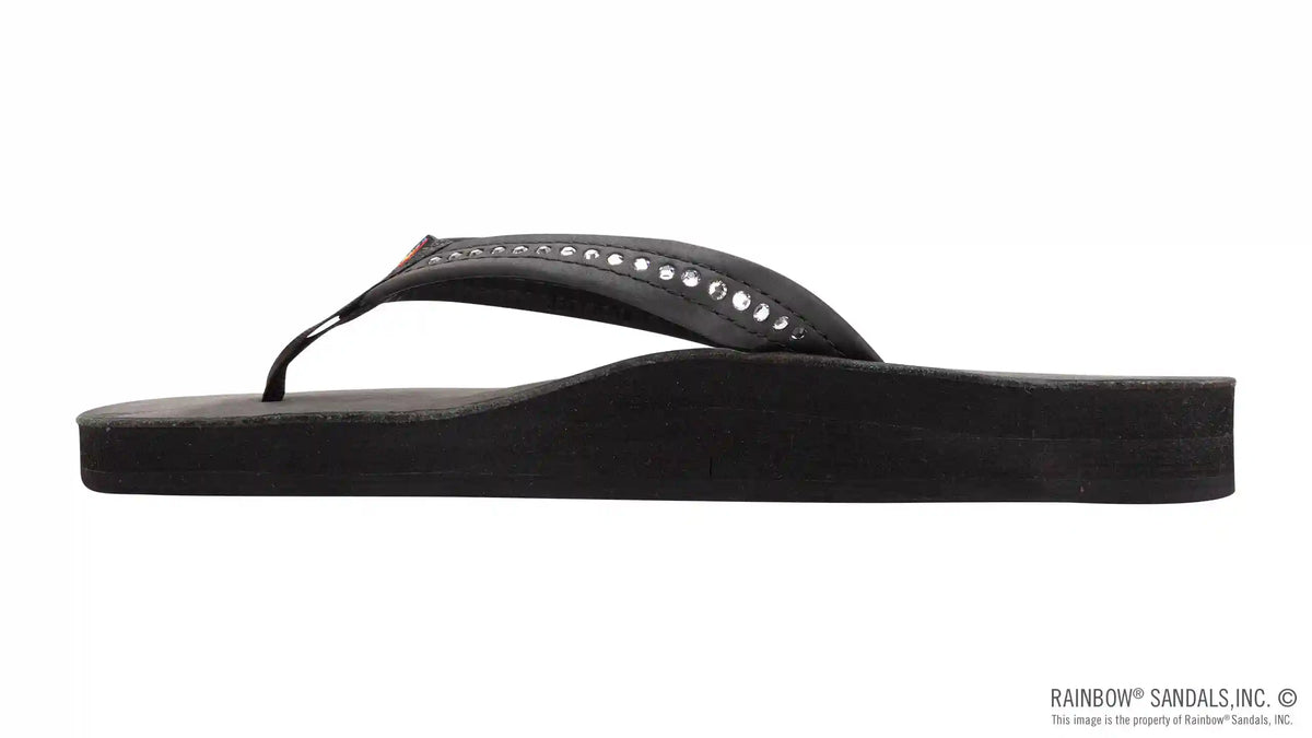 Crystal Collection - Double Layer Arch Support Leather 3/4" Medium Strap w/ Crystals