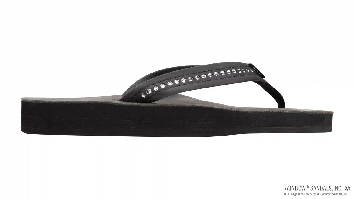 Crystal Collection - Double Layer Arch Support Leather 3/4" Medium Strap w/ Crystals