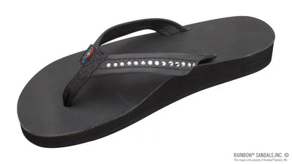 Crystal Collection - Double Layer Arch Support Leather 3/4" Medium Strap w/ Crystals