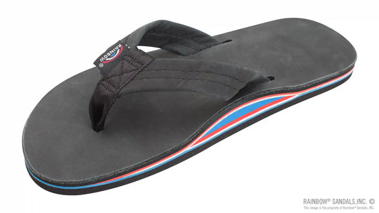 The Americana - Men's Single layer Premier  Leather Red White & Blue Mid Sole