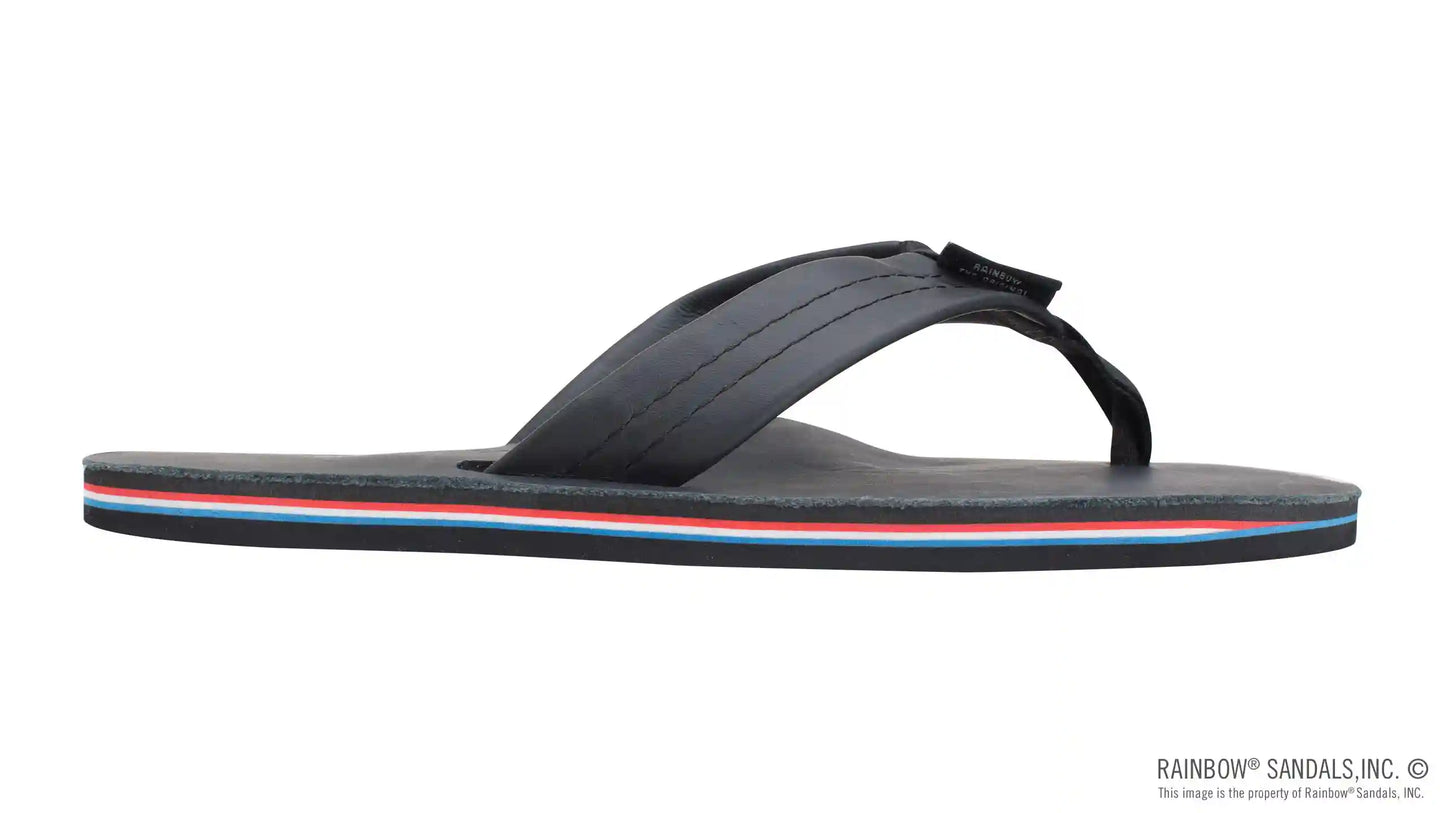 The Americana - Women's Single Layer Classic Leather Red White & Blue Mid Sole with a 1" Strap