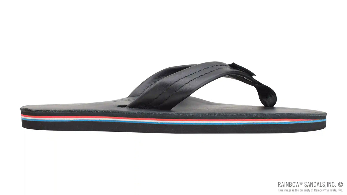 The Americana - Men's Single Layer Classic Leather with Red White & Blue Mid Sole
