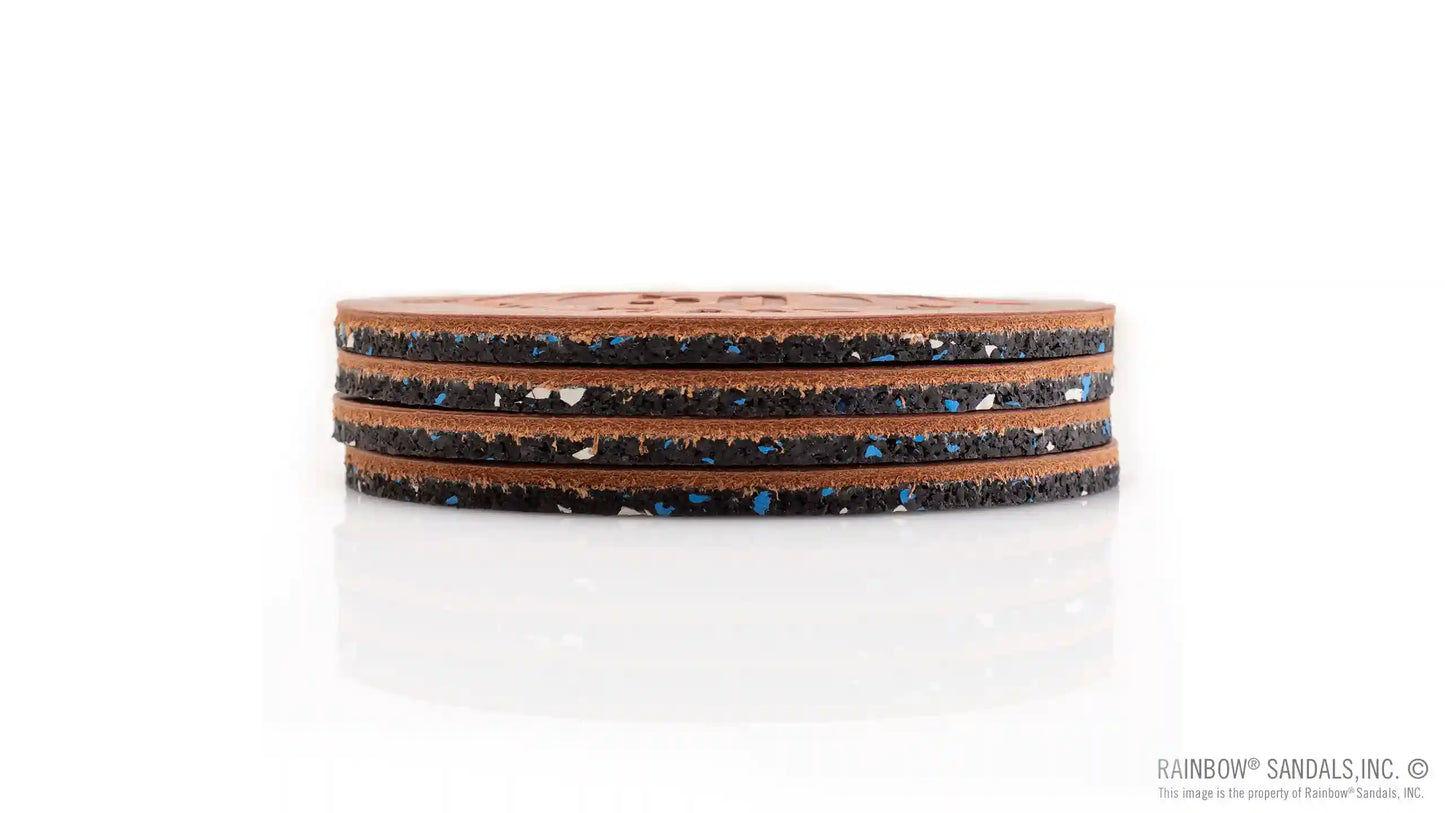 Coaster 4 pack - Rust - Leather