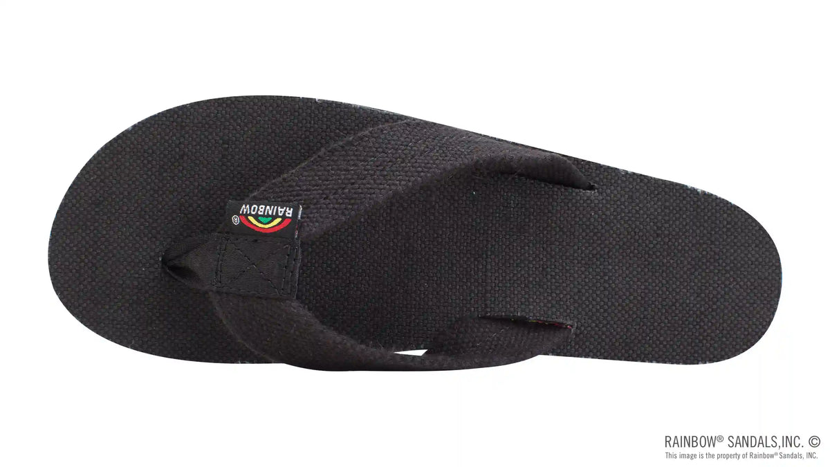 The Rastafarian - Single Layer Black Hemp with Rasta Mid Sole and 1" Strap