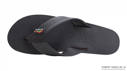 The Rastafarian - Single Layer Classic Black Leather with Rasta Mid Sole and 1" Strap