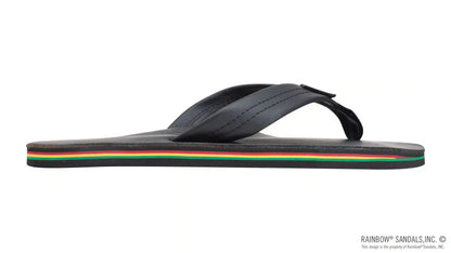 The Rastafarian - Single Layer Classic Black Leather with Rasta Mid Sole