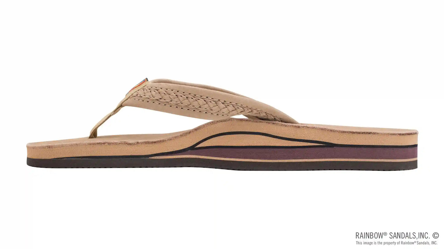 The Willow – Double Layer Arch Support Premier Leather with Inset Double Braided 3/4” Medium Strap